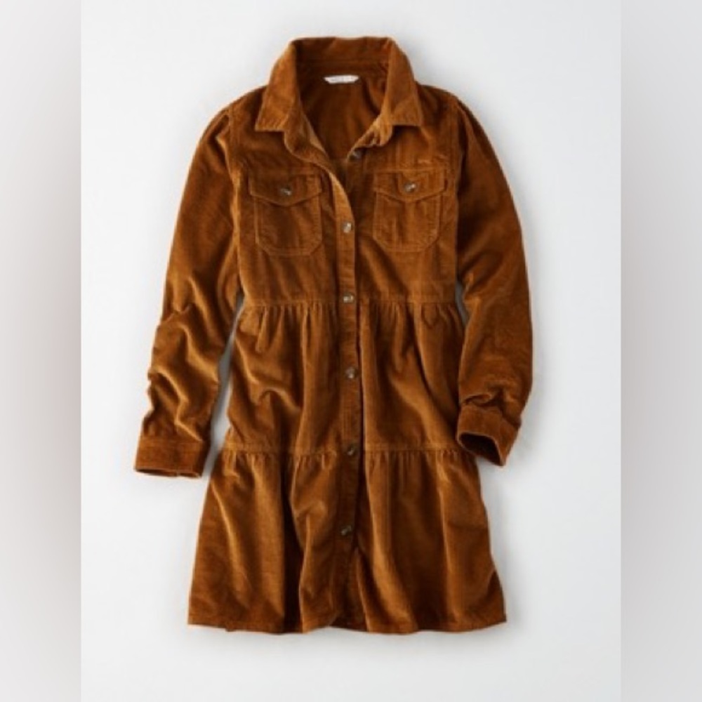 AE CORDUROY LONG SLEEVE BABYDOLL DRESS